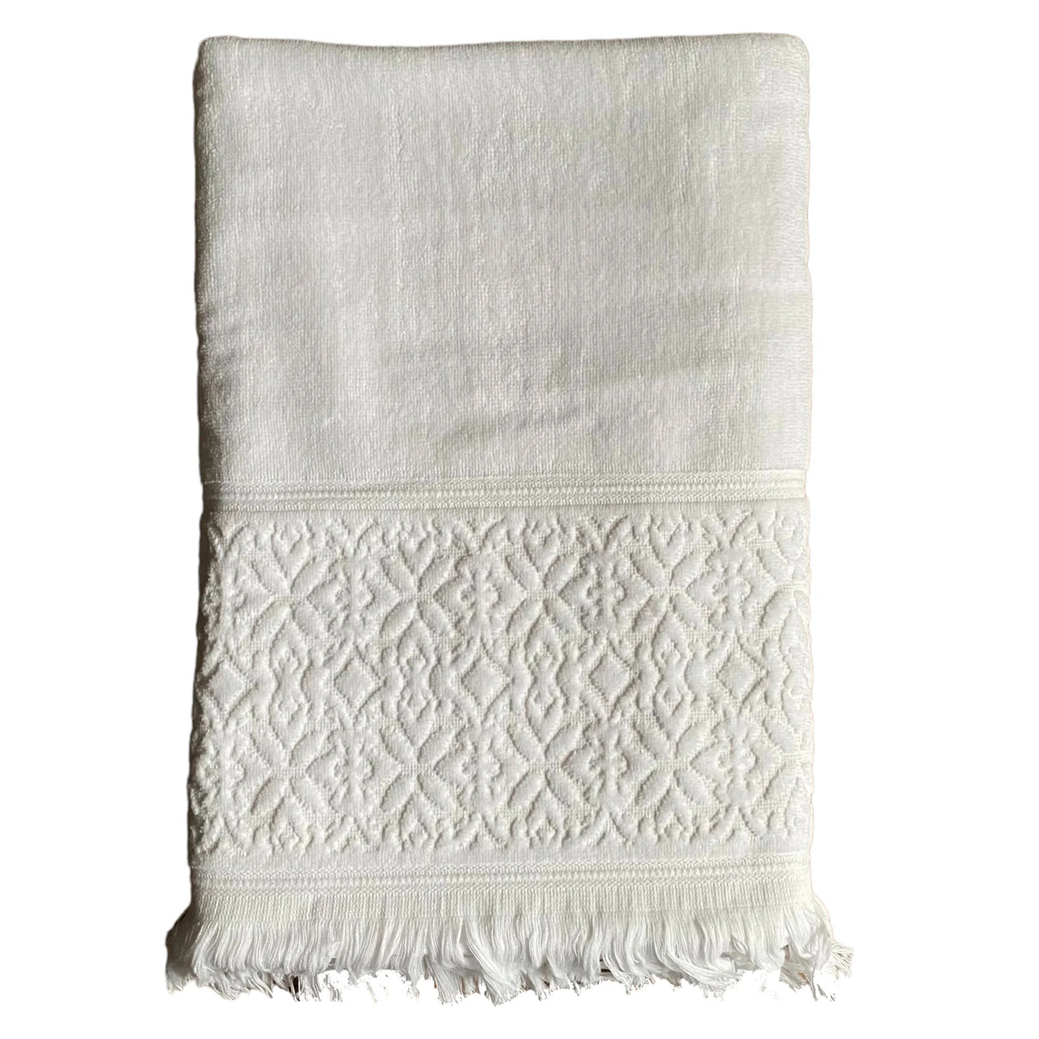 Serviette de bain L éponge velours unie - Romance Blanc - 460g/m²