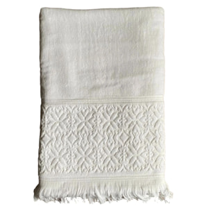 Serviette de bain L éponge velours unie - Romance Blanc - 460g/m²