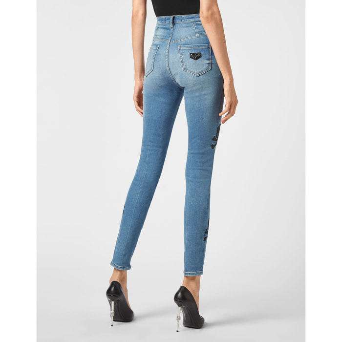PHILIPP PLEIN Super High Waist Jegging SKULL