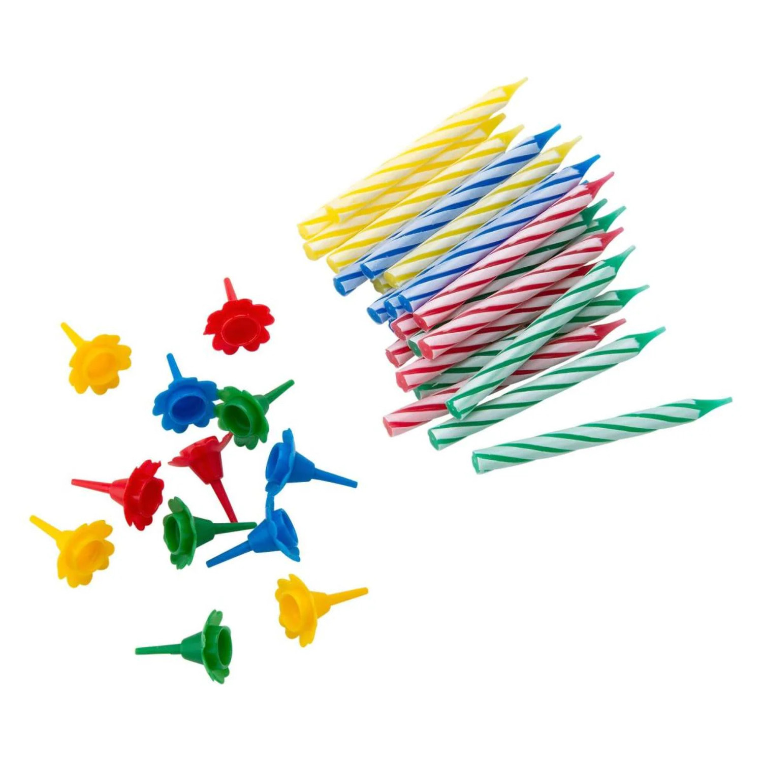 2 Lots de chacun 24 bougies d'anniversaire et 12 bobèches Fackelmann Rio Party