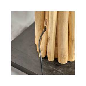 Lampadaire H116 cm morceaux de teck exotique naturel assemblés - NEMO