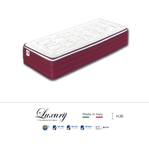 "Ravello" H26 cm 80x190 gunaciale Memory OMAGGIO a molle insacchettate e 2cm memory