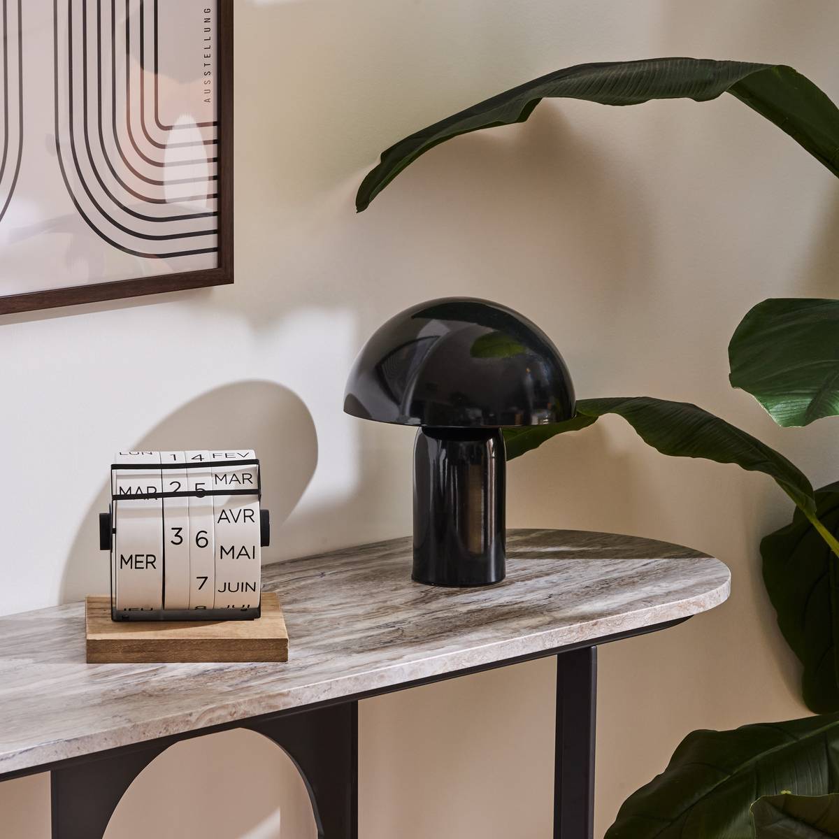 Lampe champignon secteur Lito noir H24,5cm