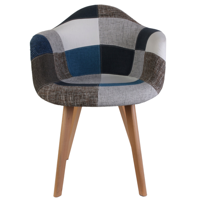 Fauteuil Patchwork Bleu Gris - Lot de 2