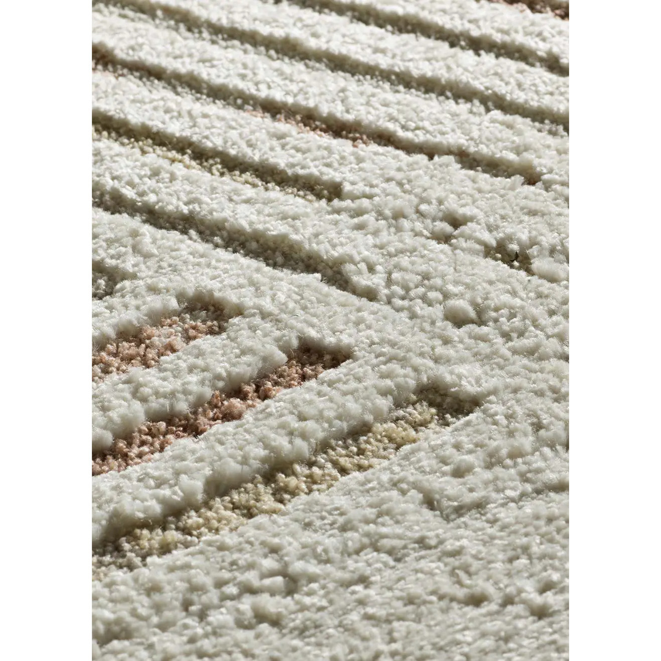 CANDELA Alfombra pelo corto geométrica con relieve crema y terracota, varias medidas disponibles