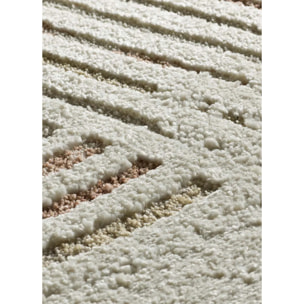 CANDELA Alfombra pelo corto geométrica con relieve crema y terracota, varias medidas disponibles