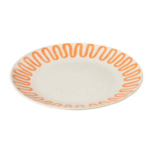 J-Line Assiette Courbe Porcelaine Orange Large