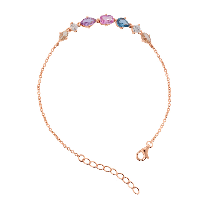 Bracciale Catena Rolo con Cubic Zirconia Miste Colorate