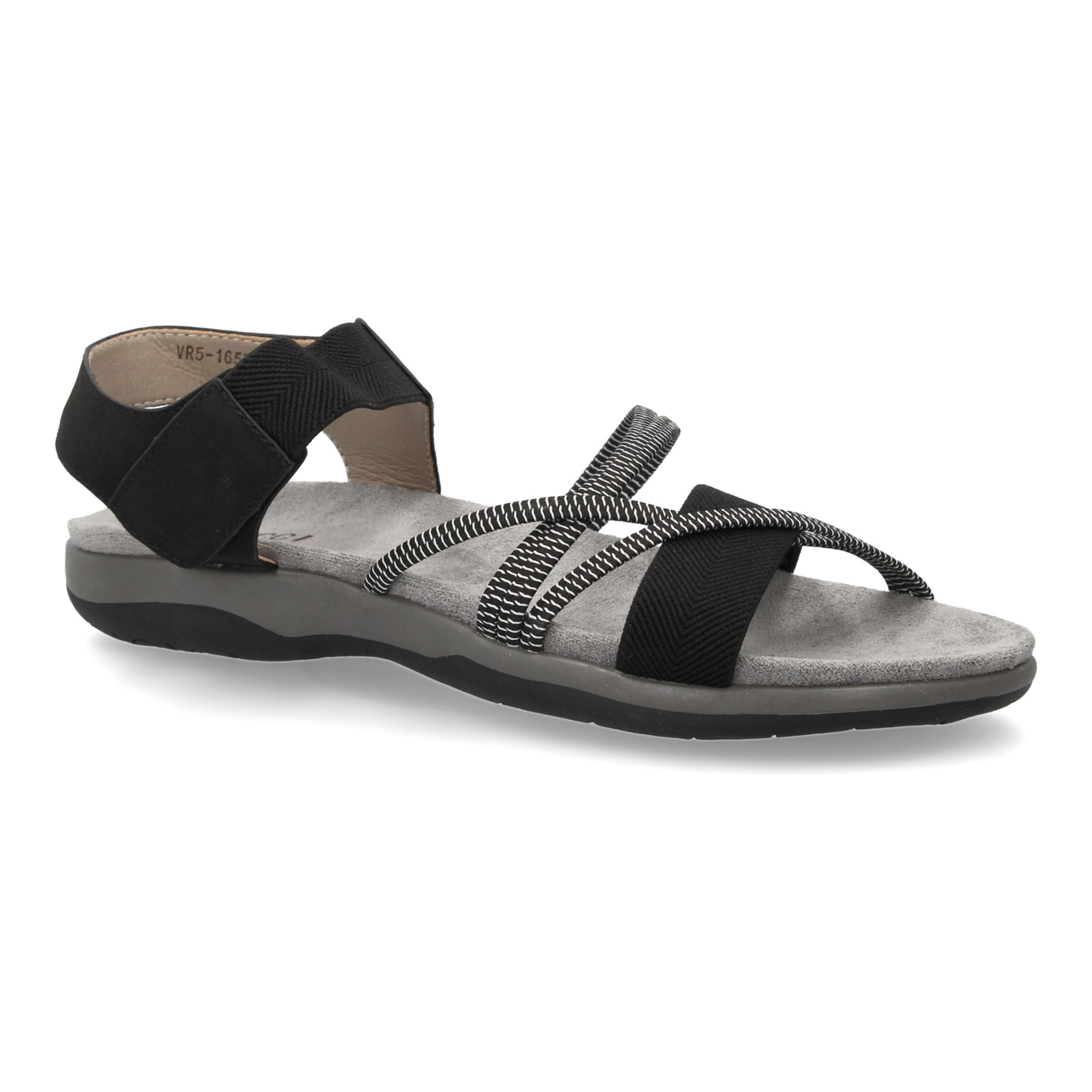 Sandalias planas de mujer diseño moderno, comodas con cierre de cierre autoadherente y con tiras elasticas cruzadas