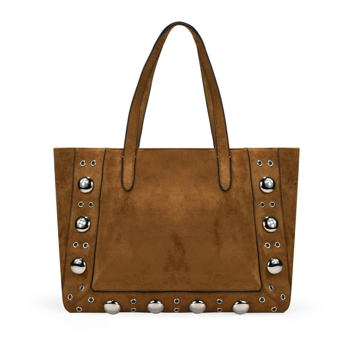 Bolso de hombro cuero con tachuelas