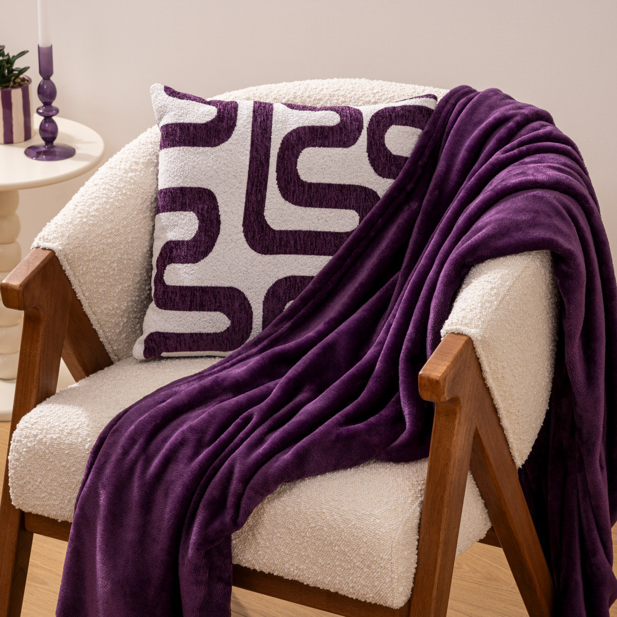 Plaid flanelle Ollis violet 130x180cm