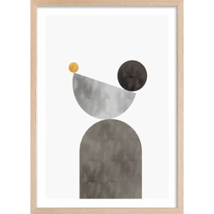 Affiche Lévitation courbe beige Affiche sous cadre bois