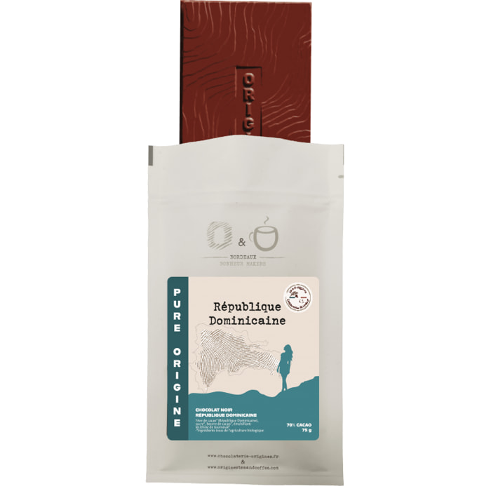 O&O Tablette de Chocolat Noir 70% BIO - République Dominicaine - 75g