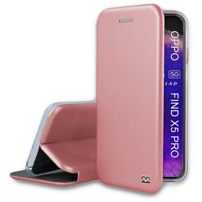 Etui IBROZ Oppo Find X5 Pro Etui Cuir Rose Gol