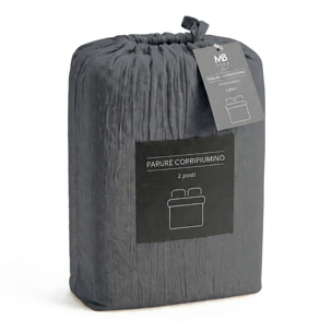 PARURE COPRIPIUMINO WATER WASHED, 100% Microfibra, No Stiro - GRIGIO SCURO