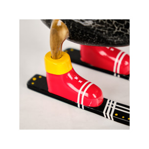 Statuette décorative Canard Skieur en Bois de Teck H. 18 cm – DAMAS