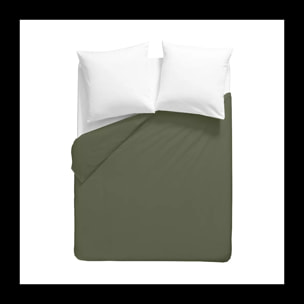 Housse de couette percale de coton uni vert La percale francaise kaki