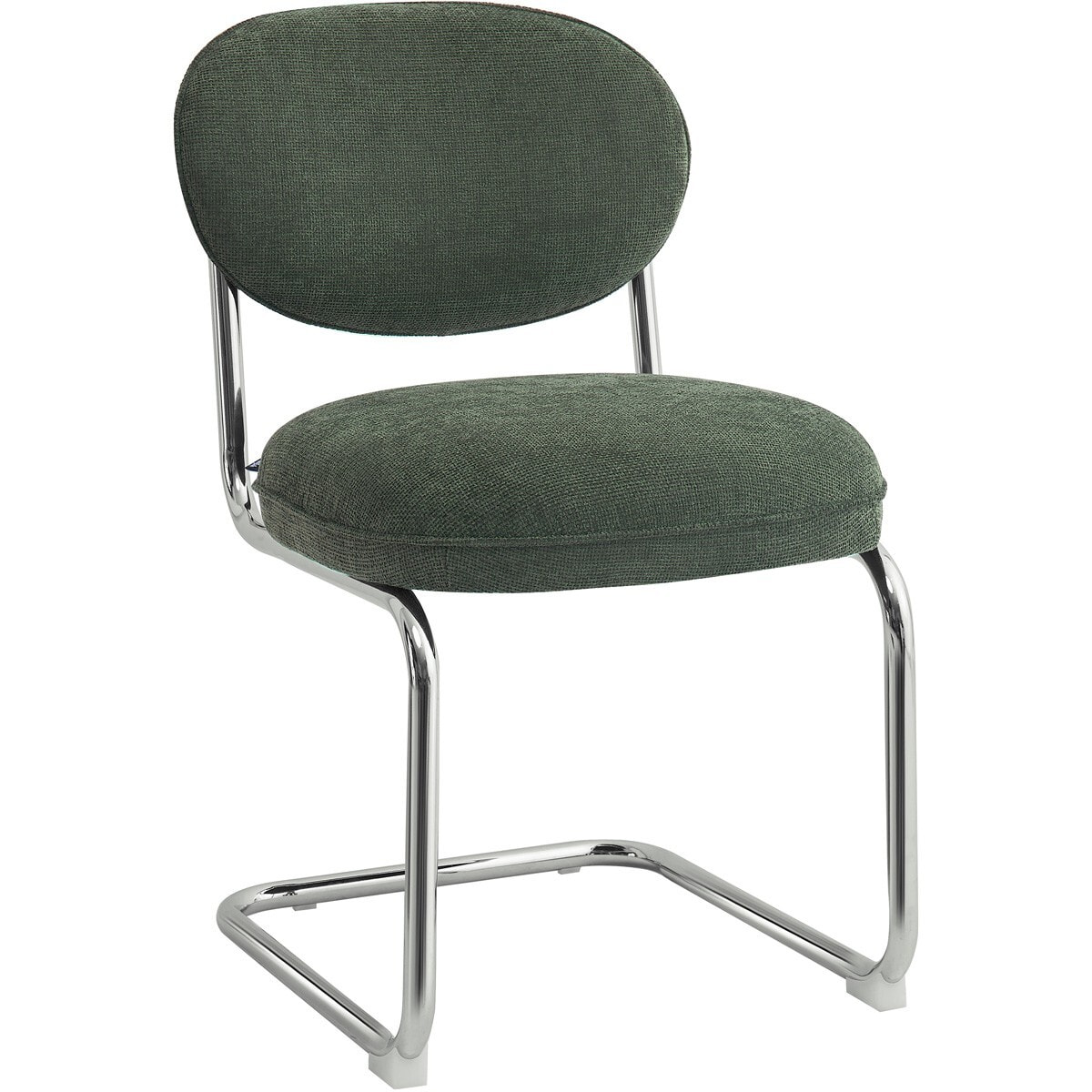 Lot de 2 chaises de salle à manger chromées en tissu chenille - LOU
