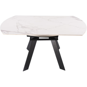Table à manger ronde extensible 3/6 couverts en céramique effet Marbre - CIRCE