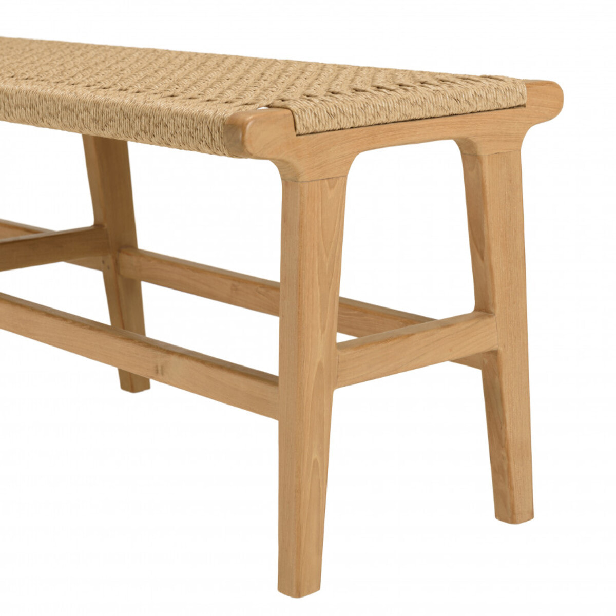 VALERIA - Banc de jardin 3 places teck assise rotin synthétique beige