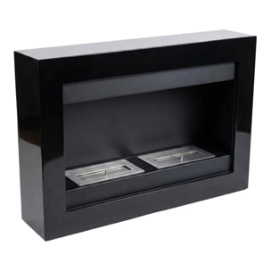 Vespasiano - Camino a Bioetanolo da Parete 80x51x16 cm con 2 Bruciatori 3 Litri Nero