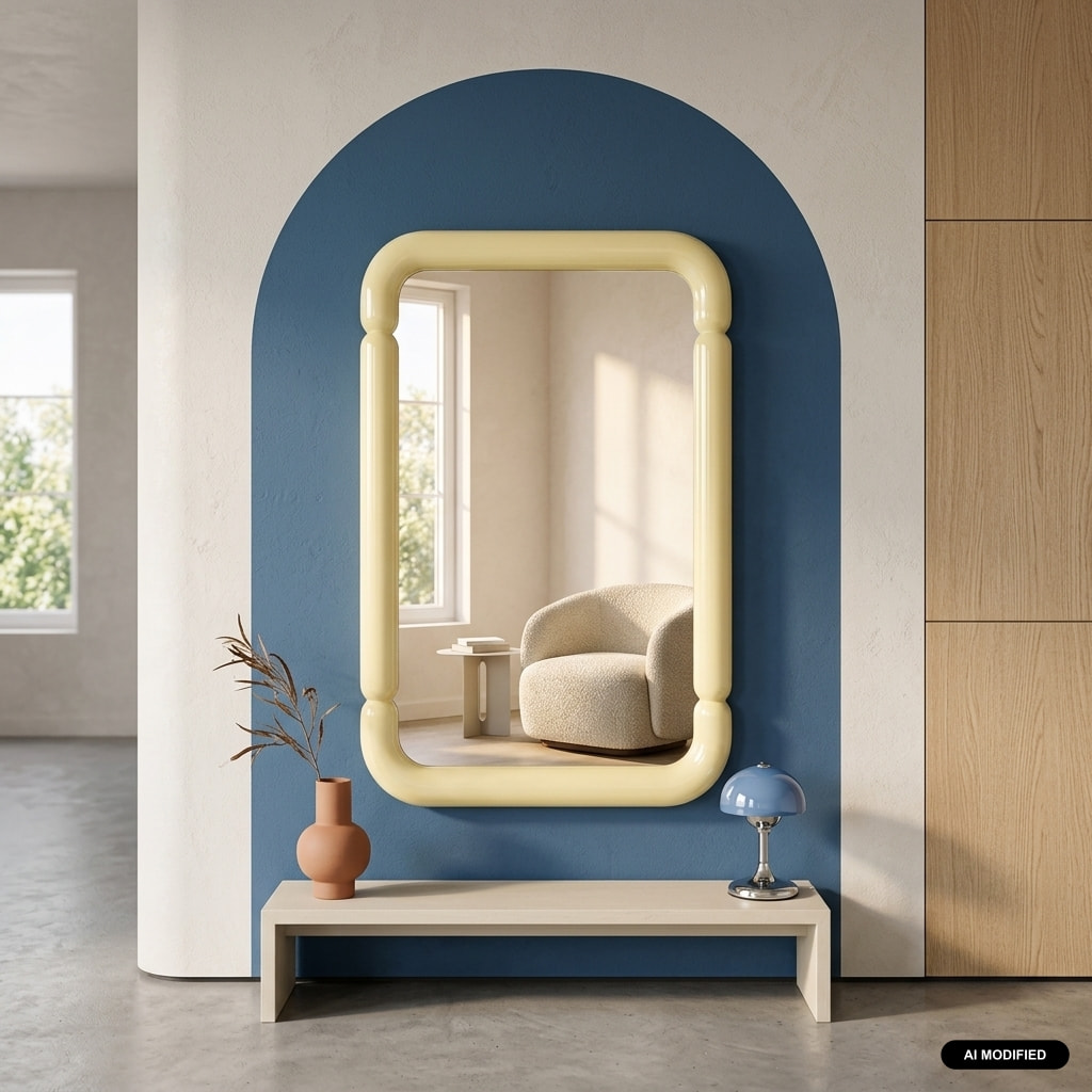 Miroir rectangulaire décor bois 106cm VOLT