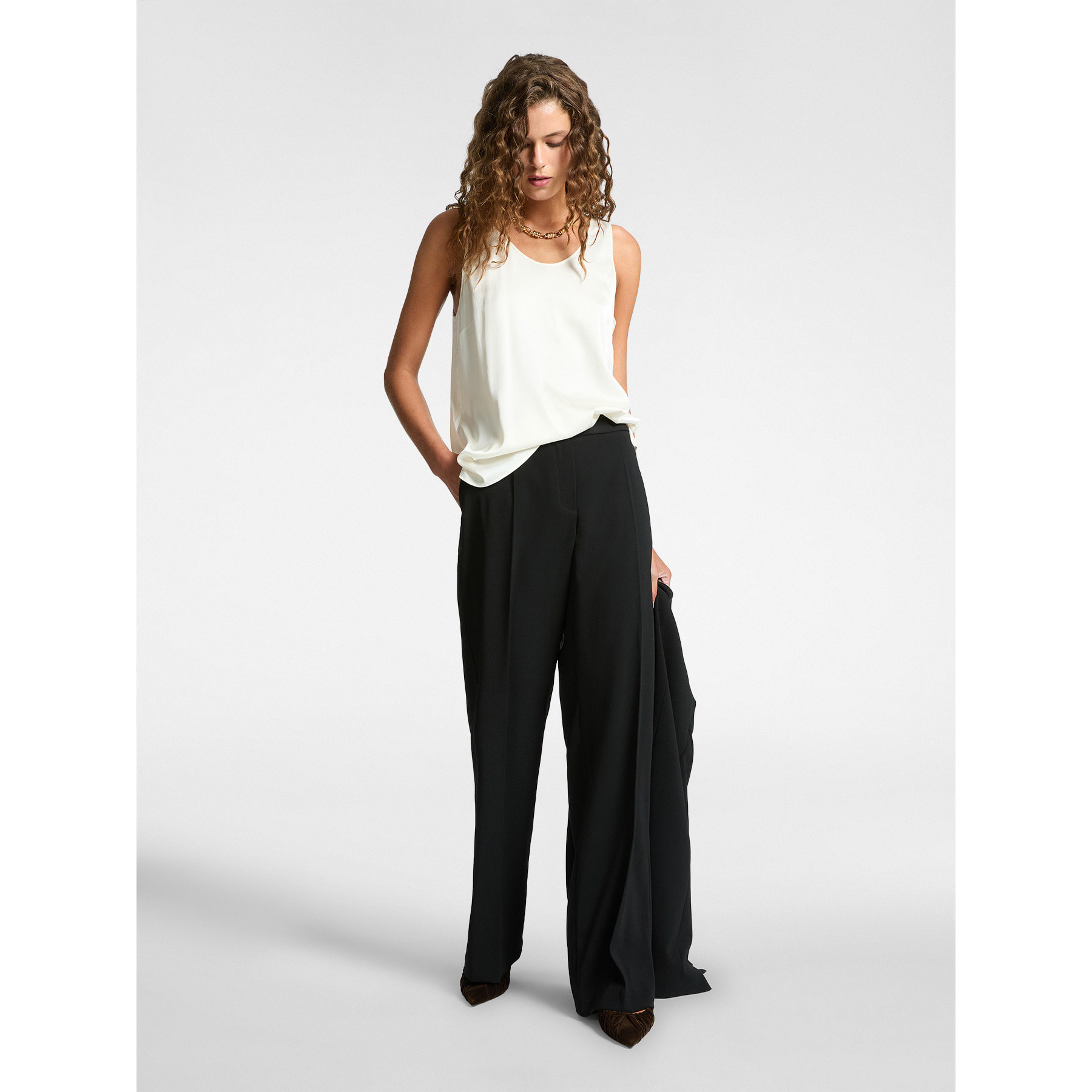 Elena Mirò - Top de raso - Blanco