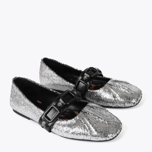 Ballerine metallizzate con dettaglio arricciato