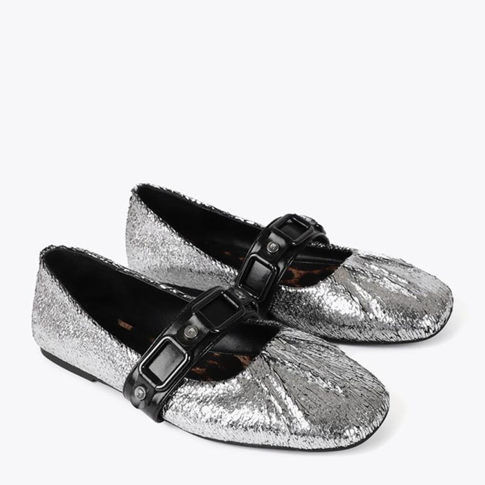 Ballerine metallizzate con dettaglio arricciato