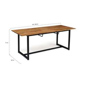 Table extensible bois et acier Acacia