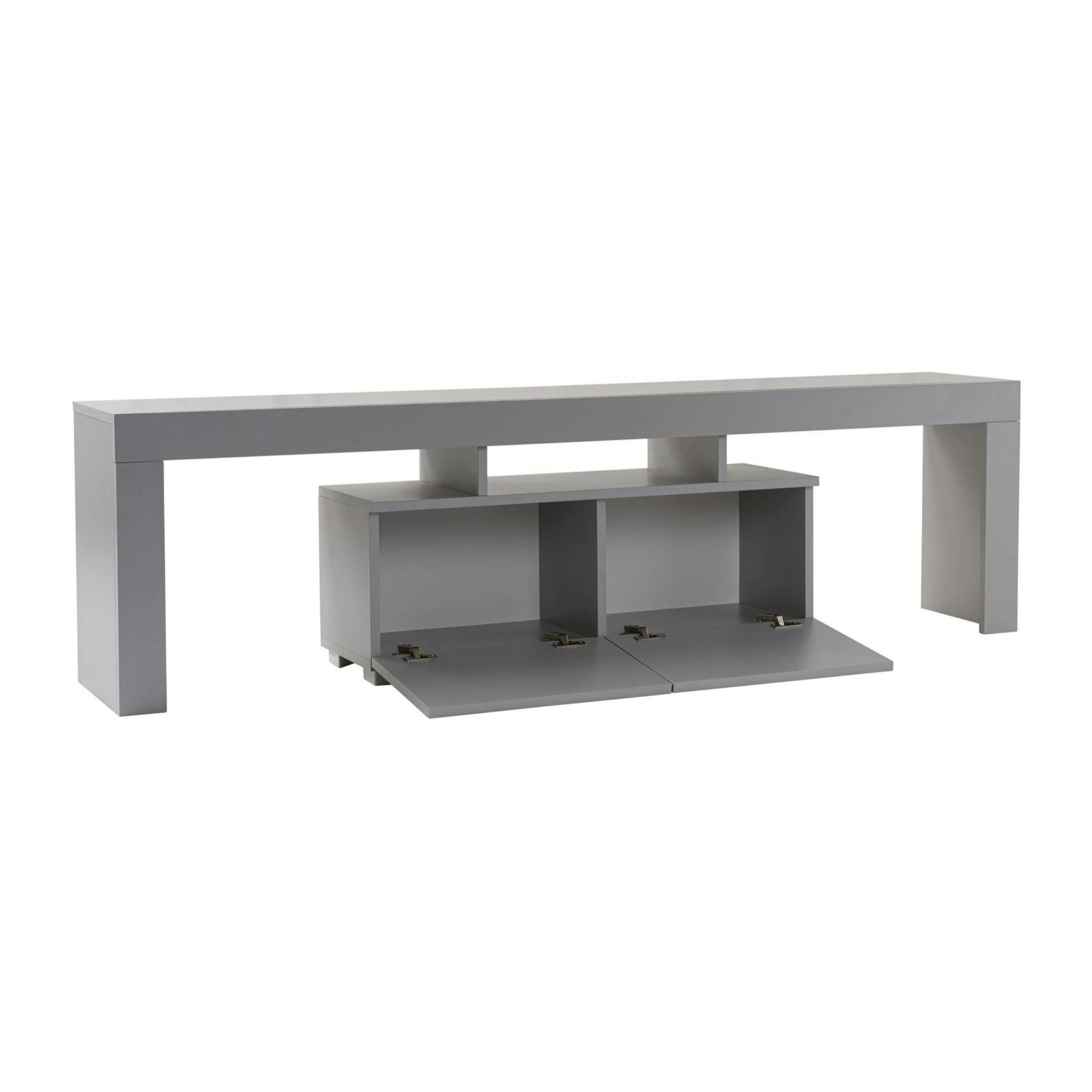 Banc TV moderne avec rangement - gris effet laque MARFA