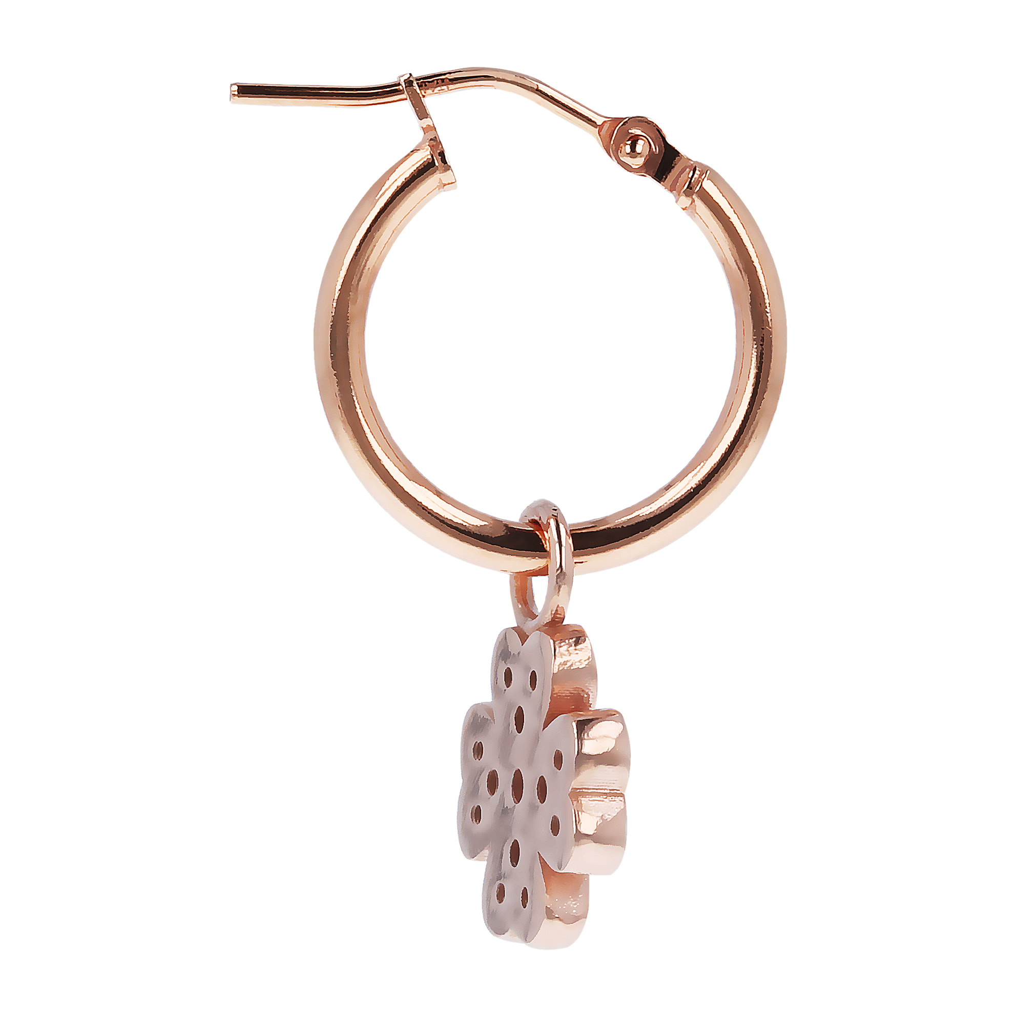 Mono Orecchino con Pendente Rimovibile Quadrifoglio in Cubic Zirconia Placcato Oro Rosa 18kt