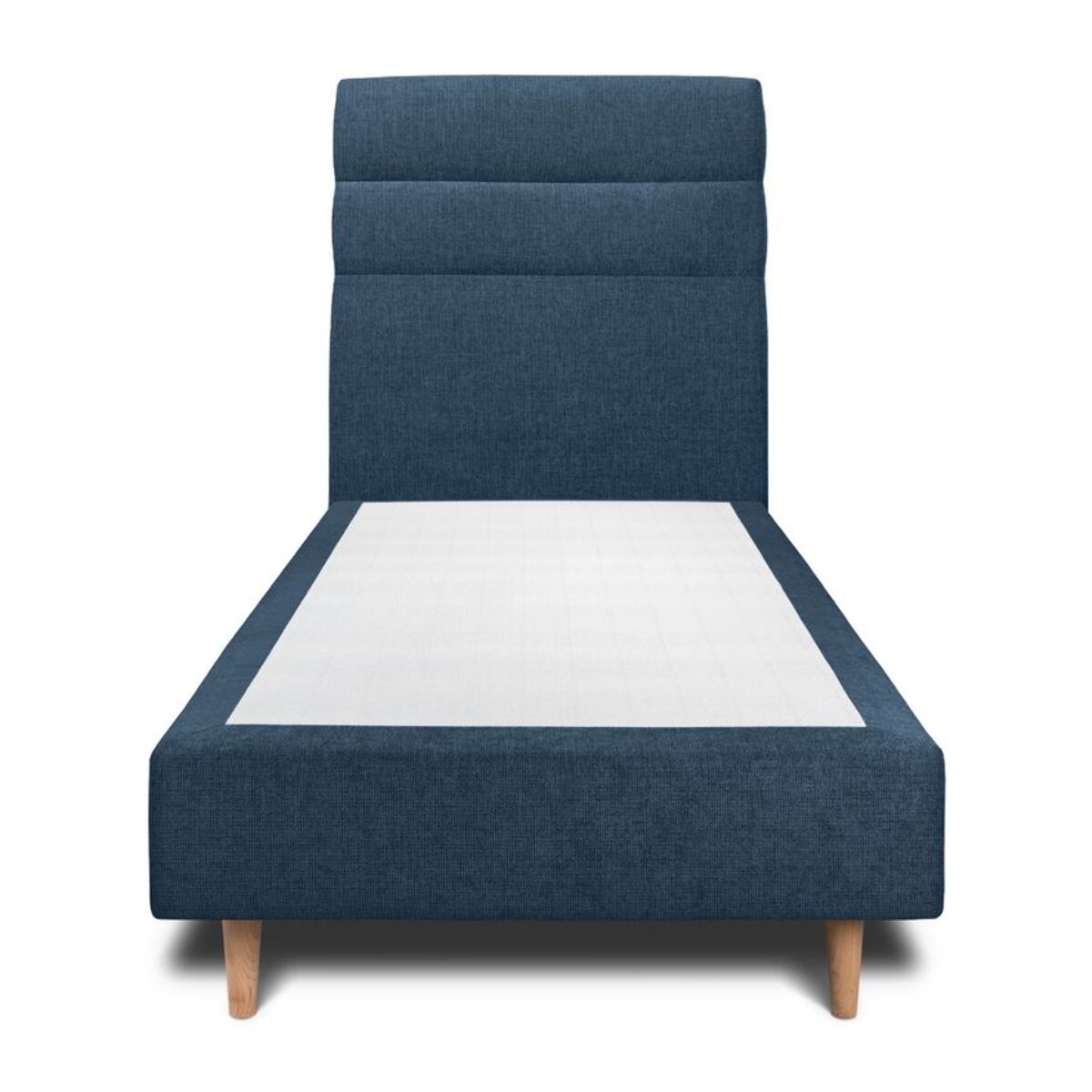 Lit avec tête de lit bandes horizontales tissu et sommier tapissier Ep20