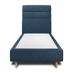 Lit avec tête de lit bandes horizontales tissu et sommier tapissier Ep20