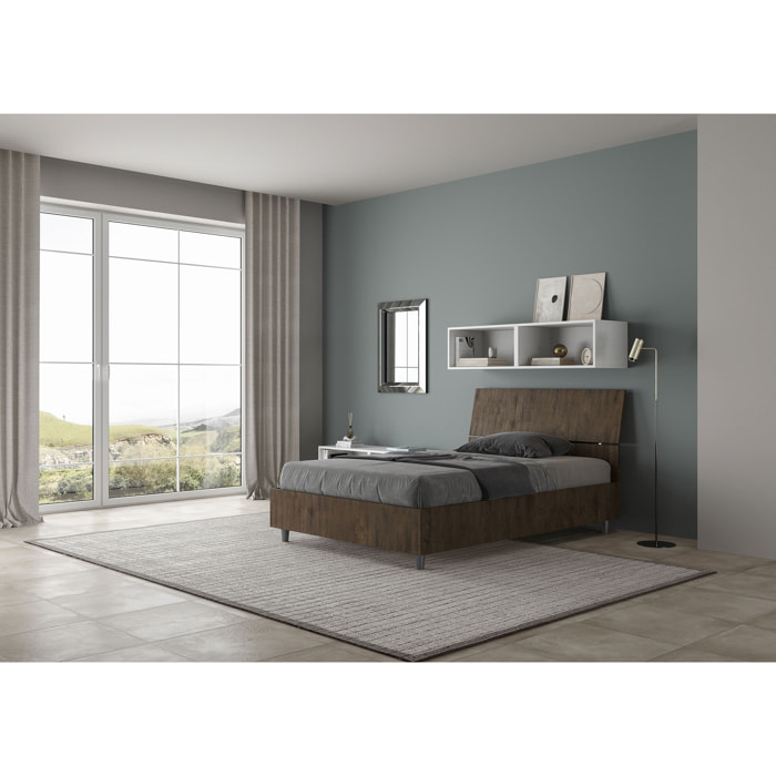 Letto una piazza e mezza senza rete 120x200 testata inclinata noce Demas