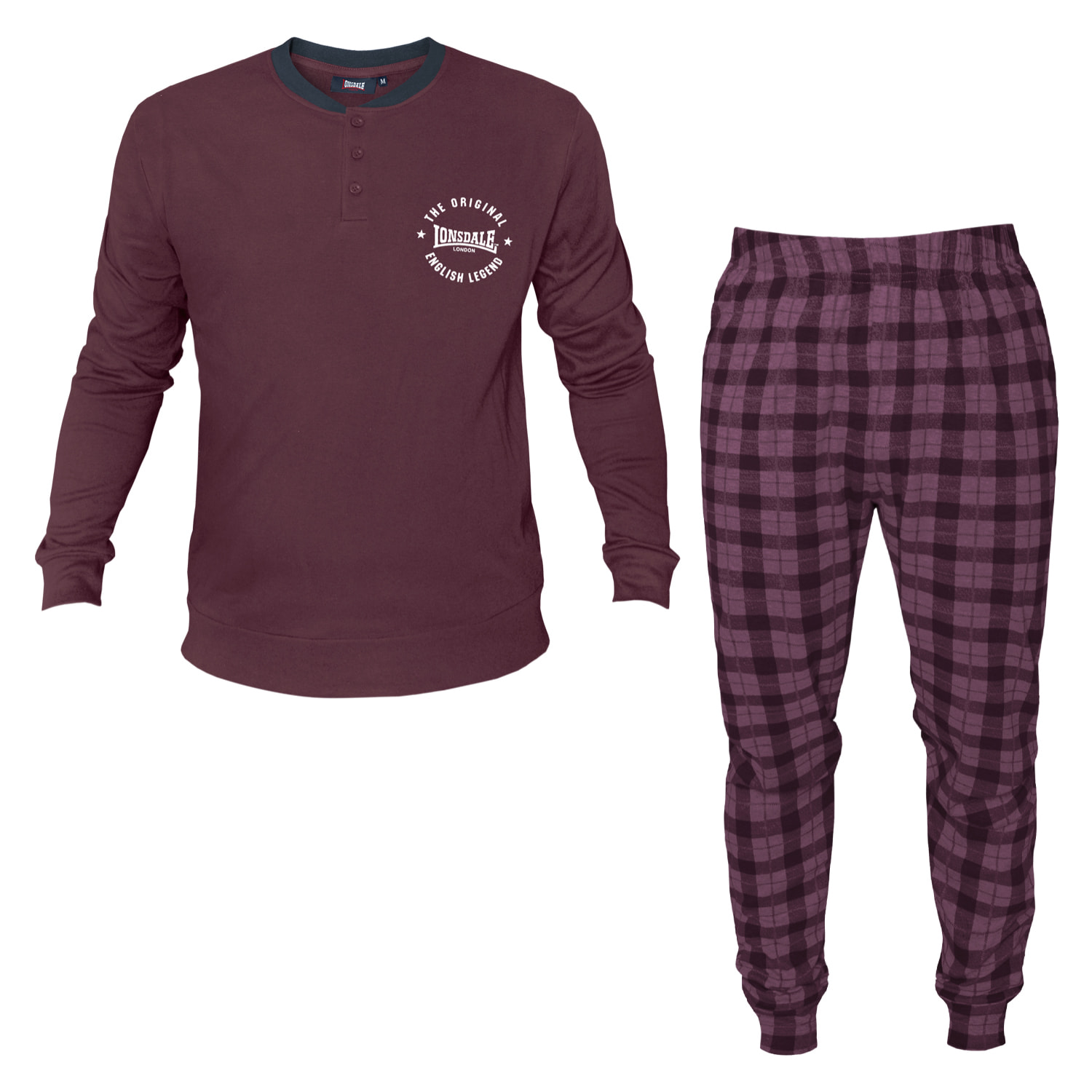Pigiama Uomo LONSDALE Caldo Cotone Interlock Manica Lunga