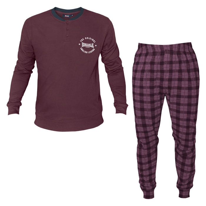 Pigiama Uomo LONSDALE Caldo Cotone Interlock Manica Lunga
