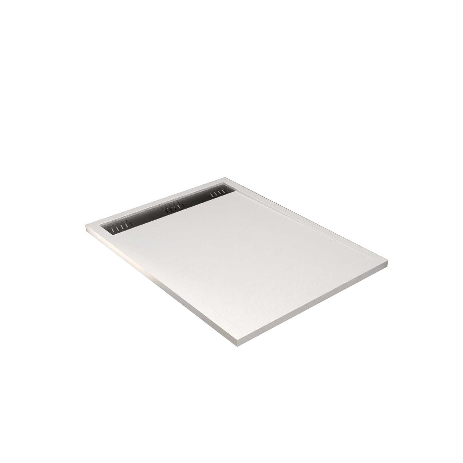 Receveur de douche en résine blanc 80x120x3 cm effet pierre granit + grille linéaire gun métal
