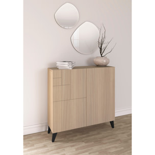 Zapatero Bergen melamina nogal claro patas negro 87x90x27 cm