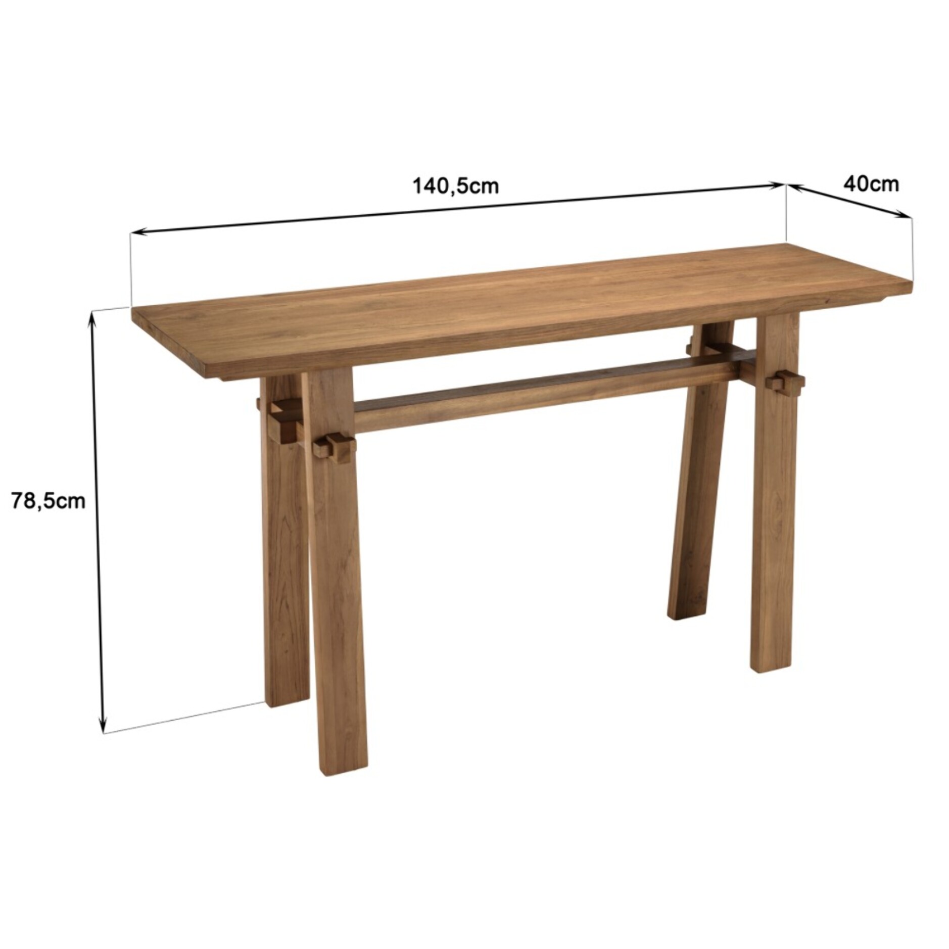 SIXTINE - Console 140x40cm en bois de teck recyclé
