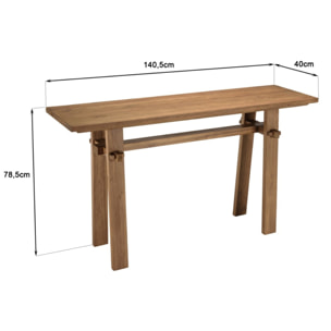 SIXTINE - Console 140x40cm en bois de teck recyclé