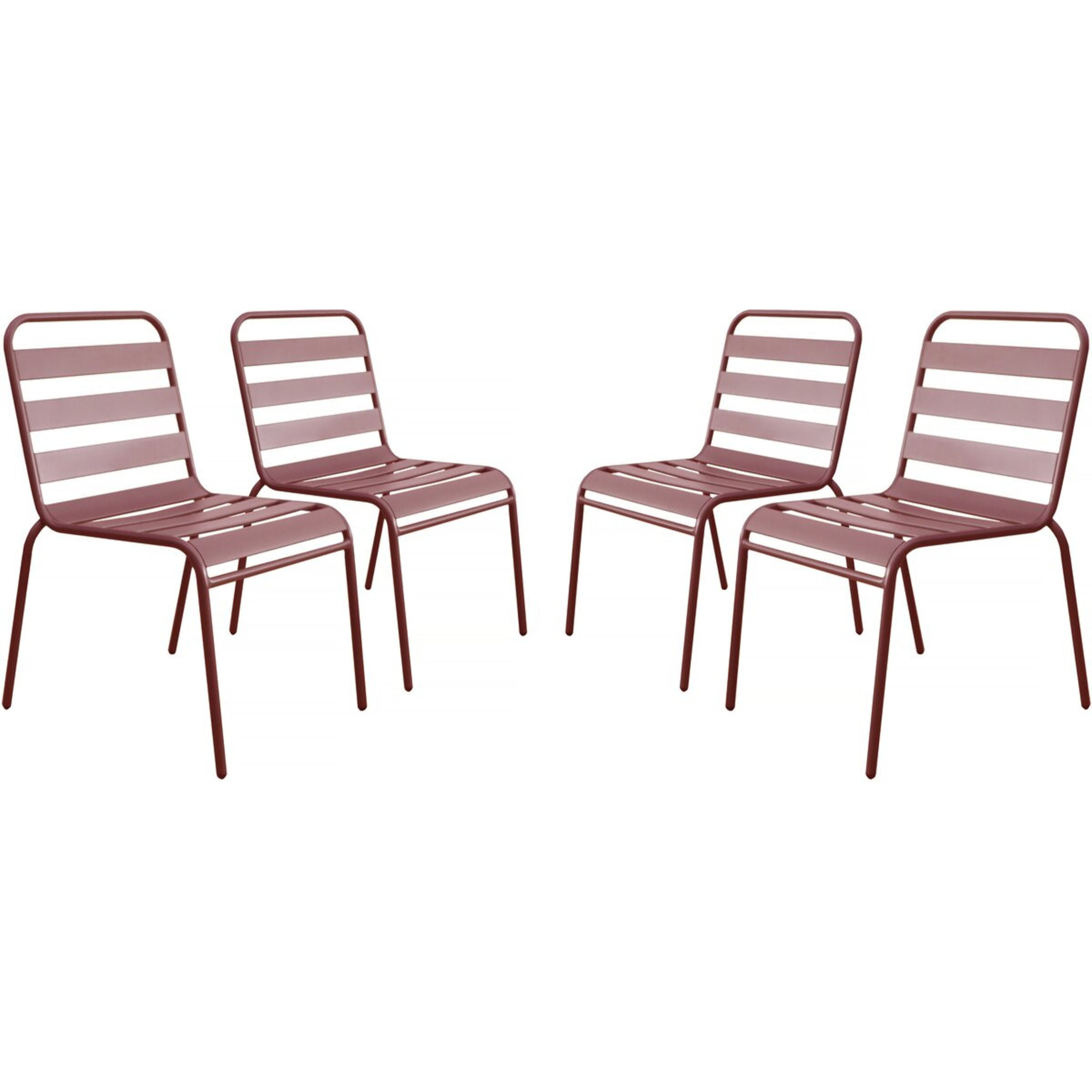 Lot de 4 chaises de jardin en métal empilables "Bilbao" - Terracotta