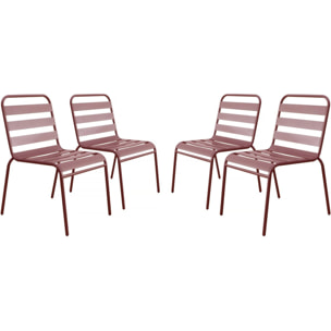 Lot de 4 chaises de jardin en métal empilables "Bilbao" - Terracotta