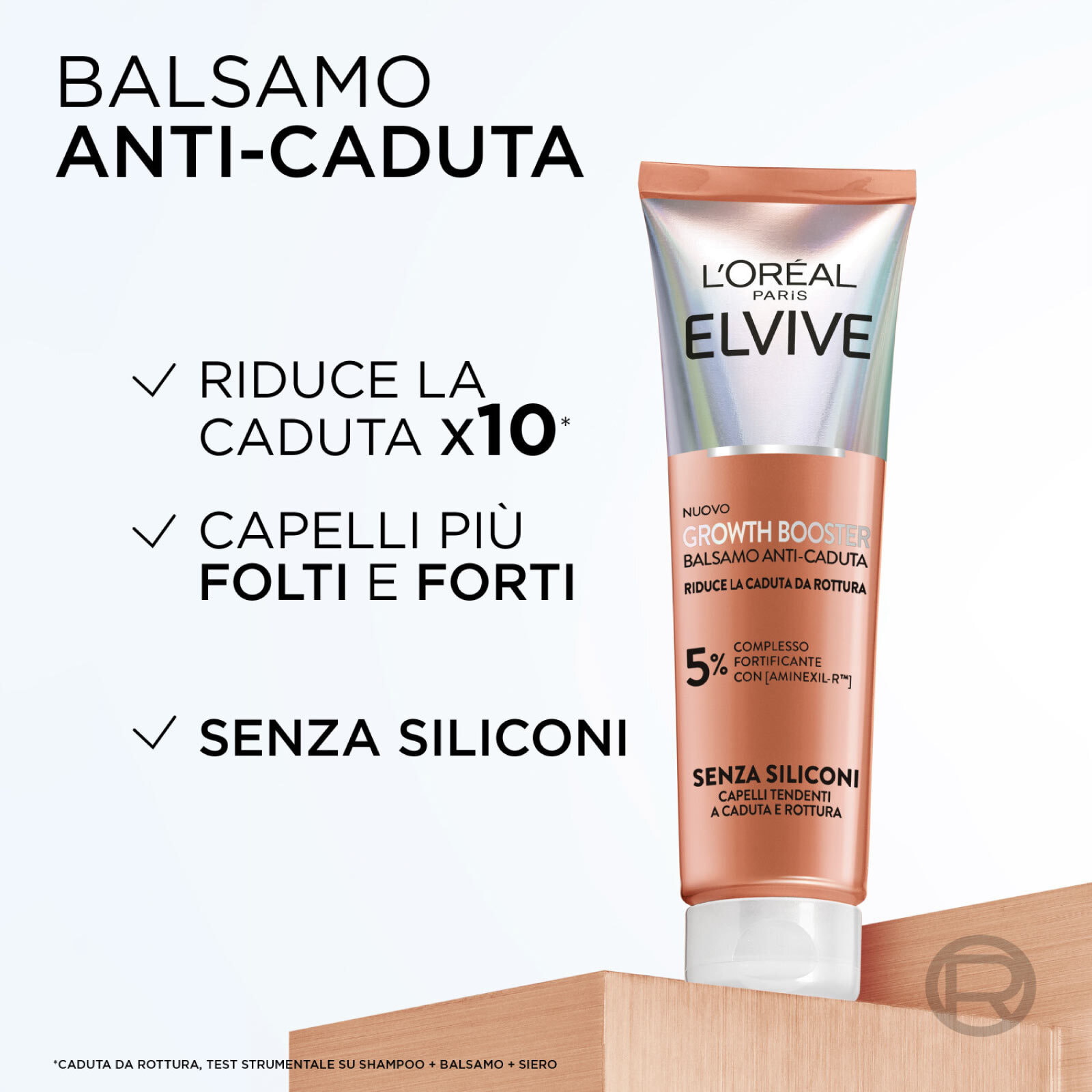 Balsamo Anticaduta Rinforzante Elvive Growth Booster Formula con Aminexil-R e Senza Siliconi - Flacone da 150ml
