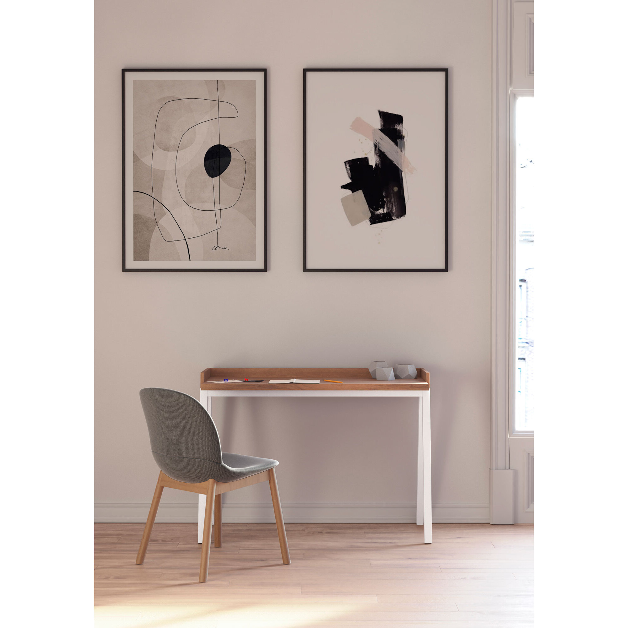 Escritorio Paris nogal y blanco 81x111x50