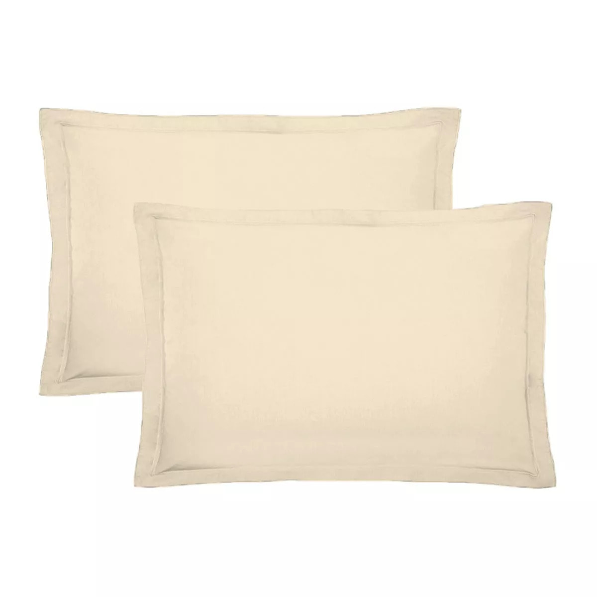 Lot de 2 taies percale de coton uni ivoire Giulia ivoire