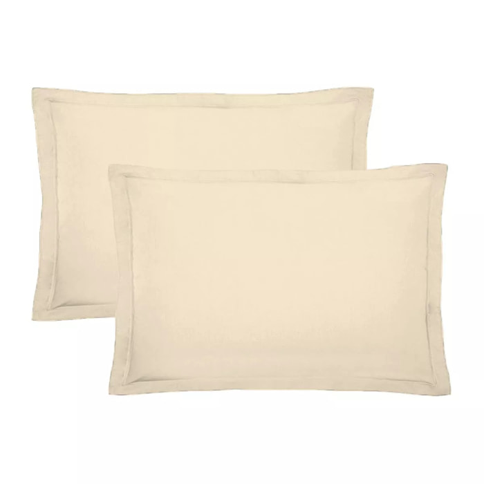 Lot de 2 taies percale de coton uni ivoire Giulia ivoire