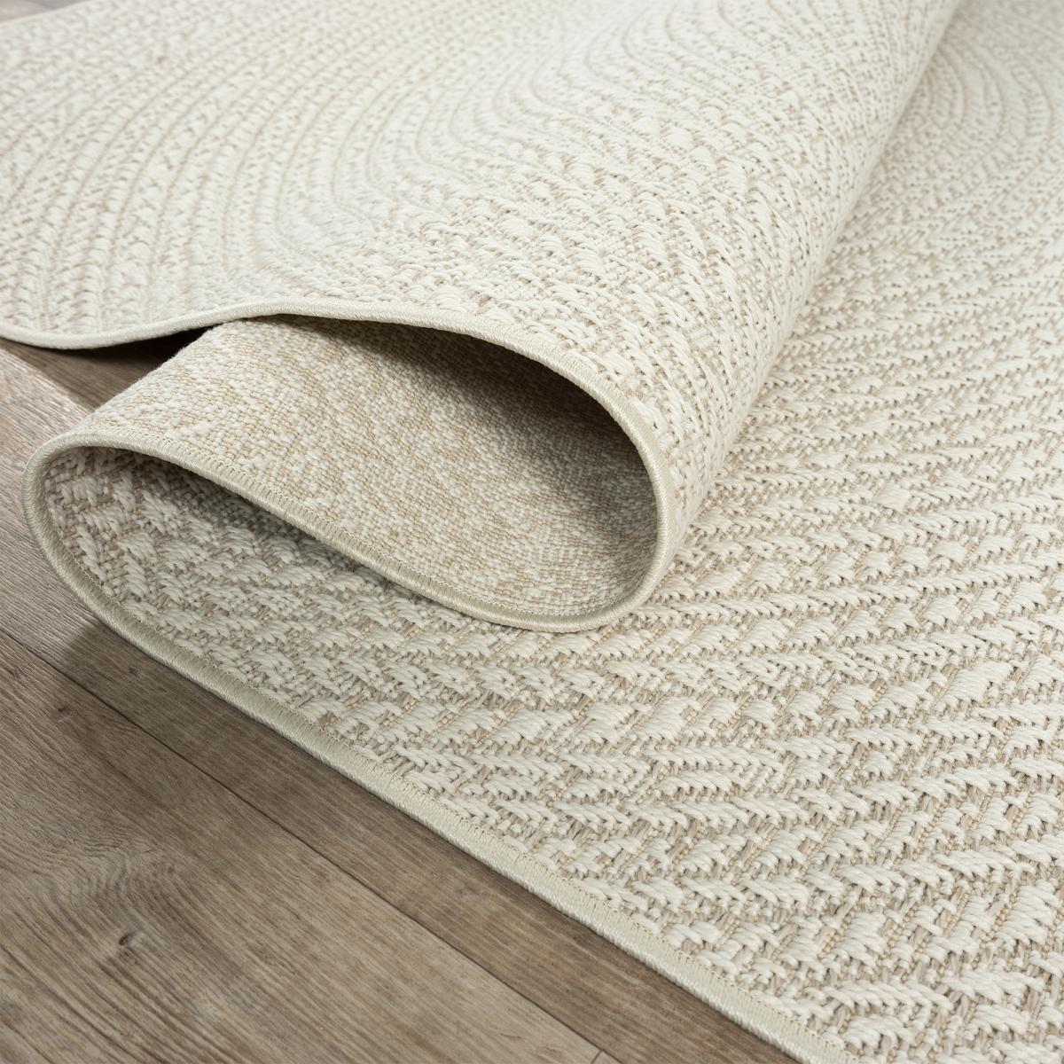 Tapis extérieur intérieur NOLAM aspect jute motif rond  ton sur ton
