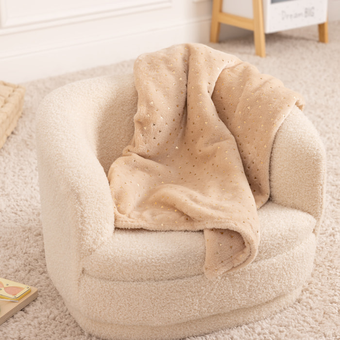 Plaid enfant "Berlingot" - flanelle - beige - 75x100 cm