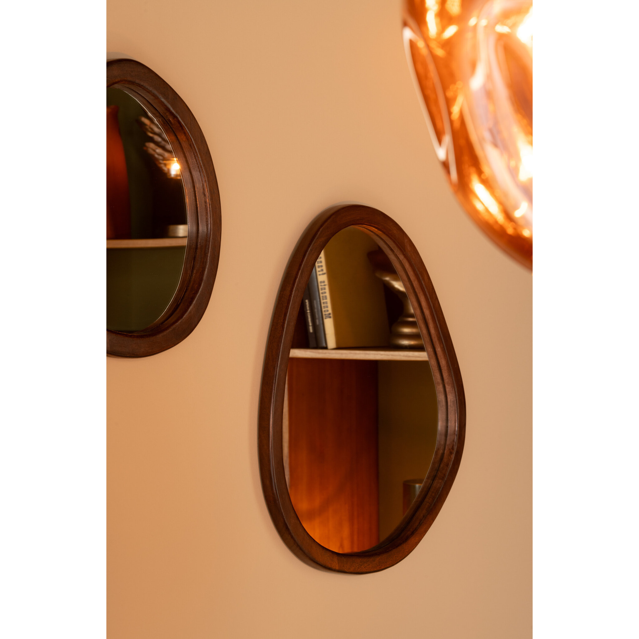 J-Line miroir Whisp - bois/verre - brun - small - Ø 40 cm